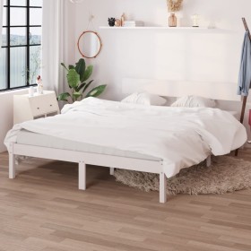 Estructura de cama madera maciza de pino blanco 135x190