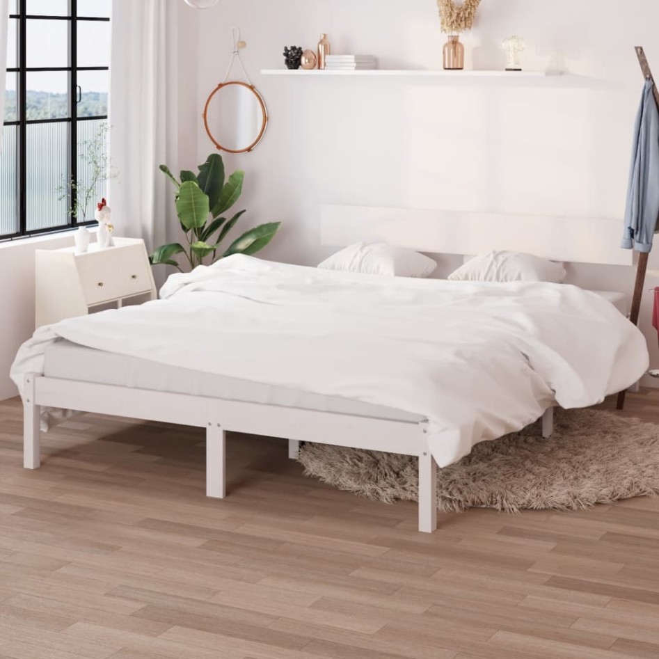 Estructura de cama madera maciza de pino blanco 135x190