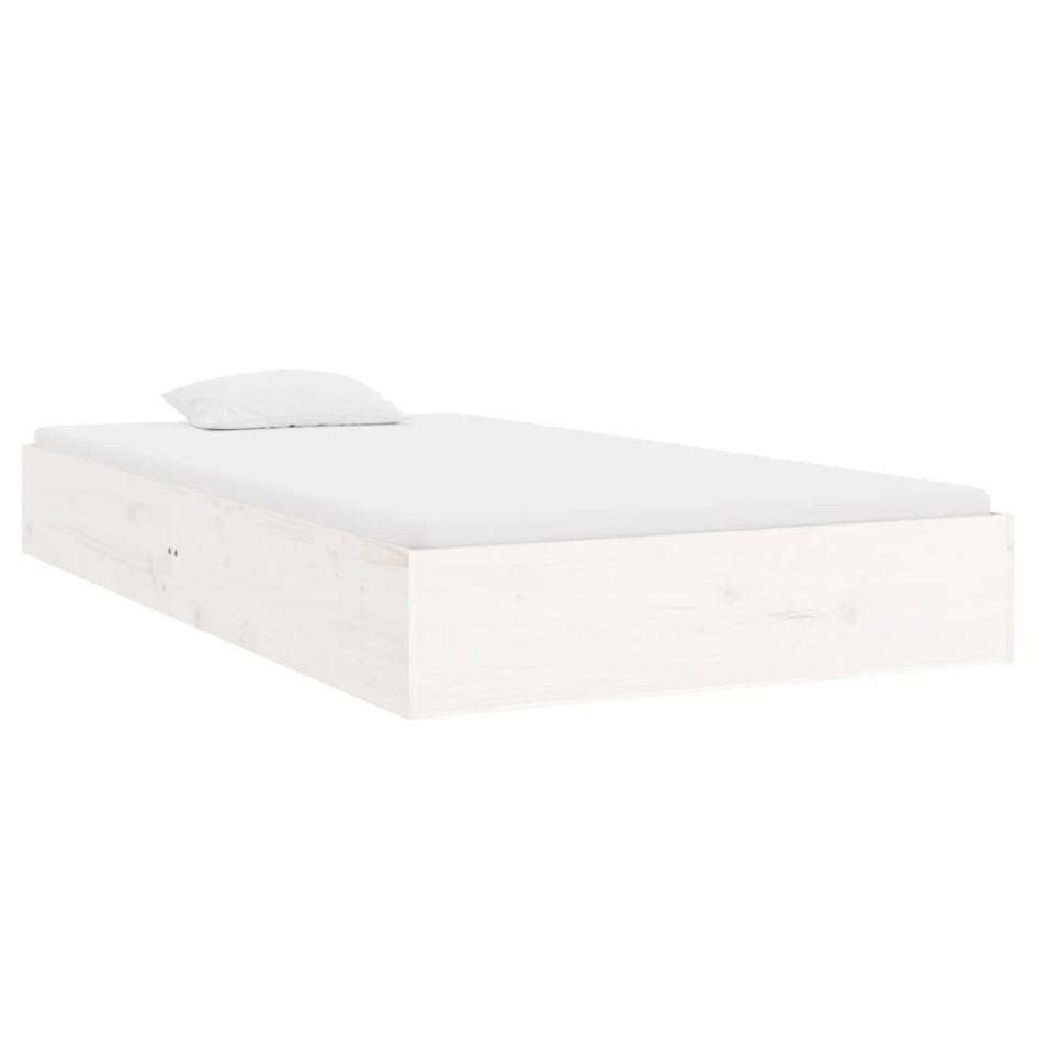 Estructura de cama madera maciza blanca 100x200