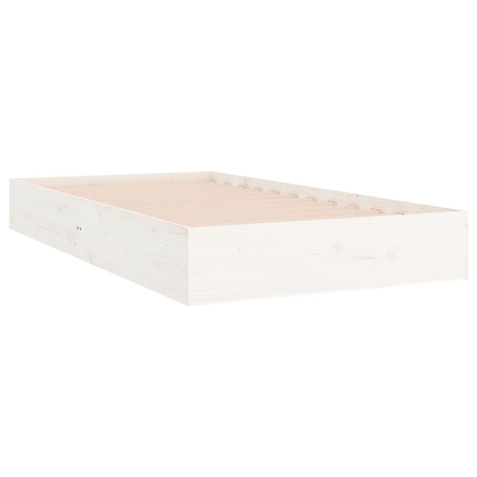 Estructura de cama madera maciza blanca 100x200