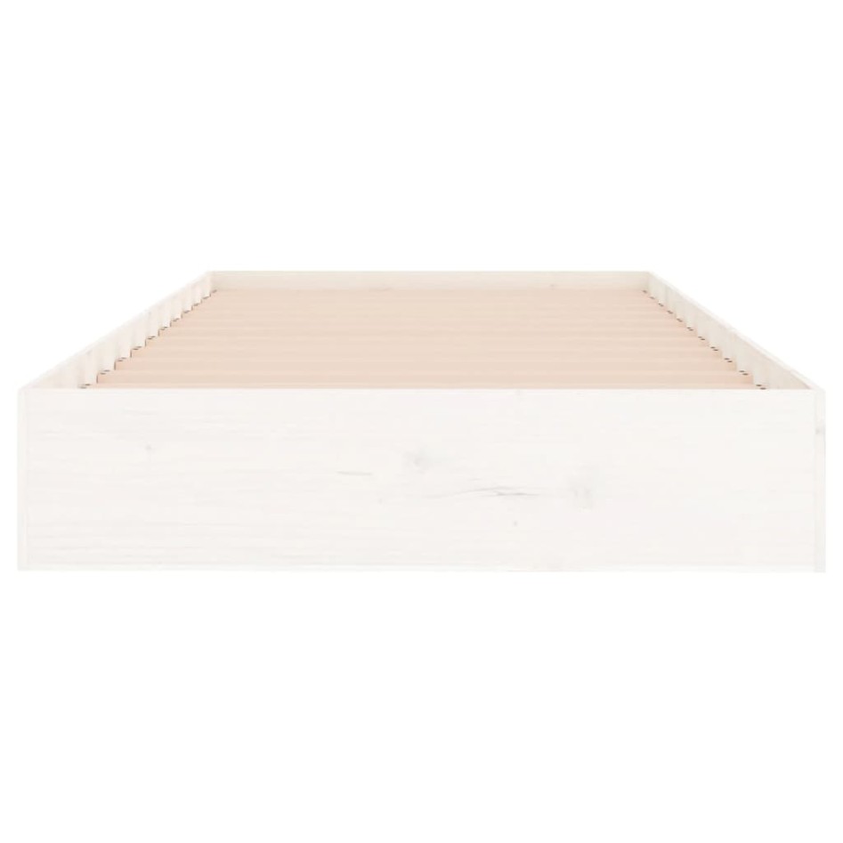 Estructura de cama madera maciza blanca 100x200