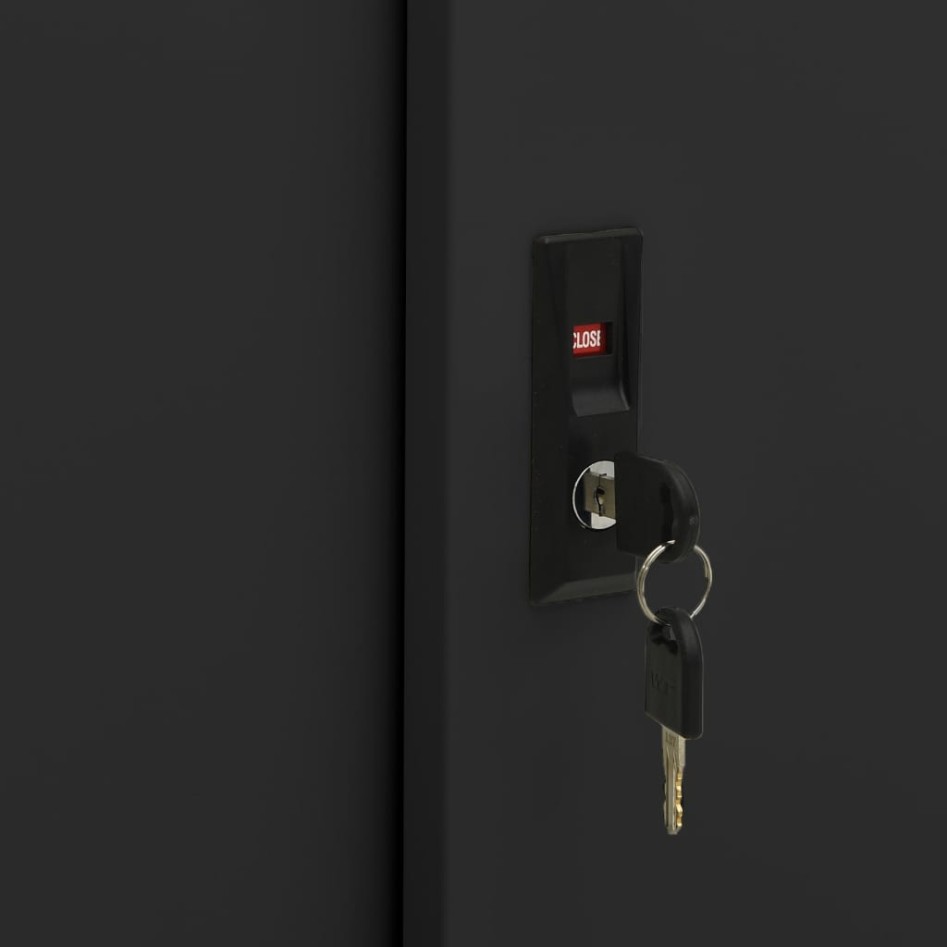 Armario de oficina con puerta corredera acero negro