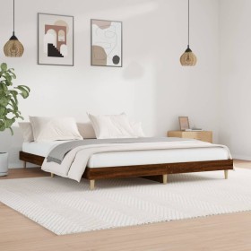 Estructura de cama madera contrachapada marrón roble 160x200