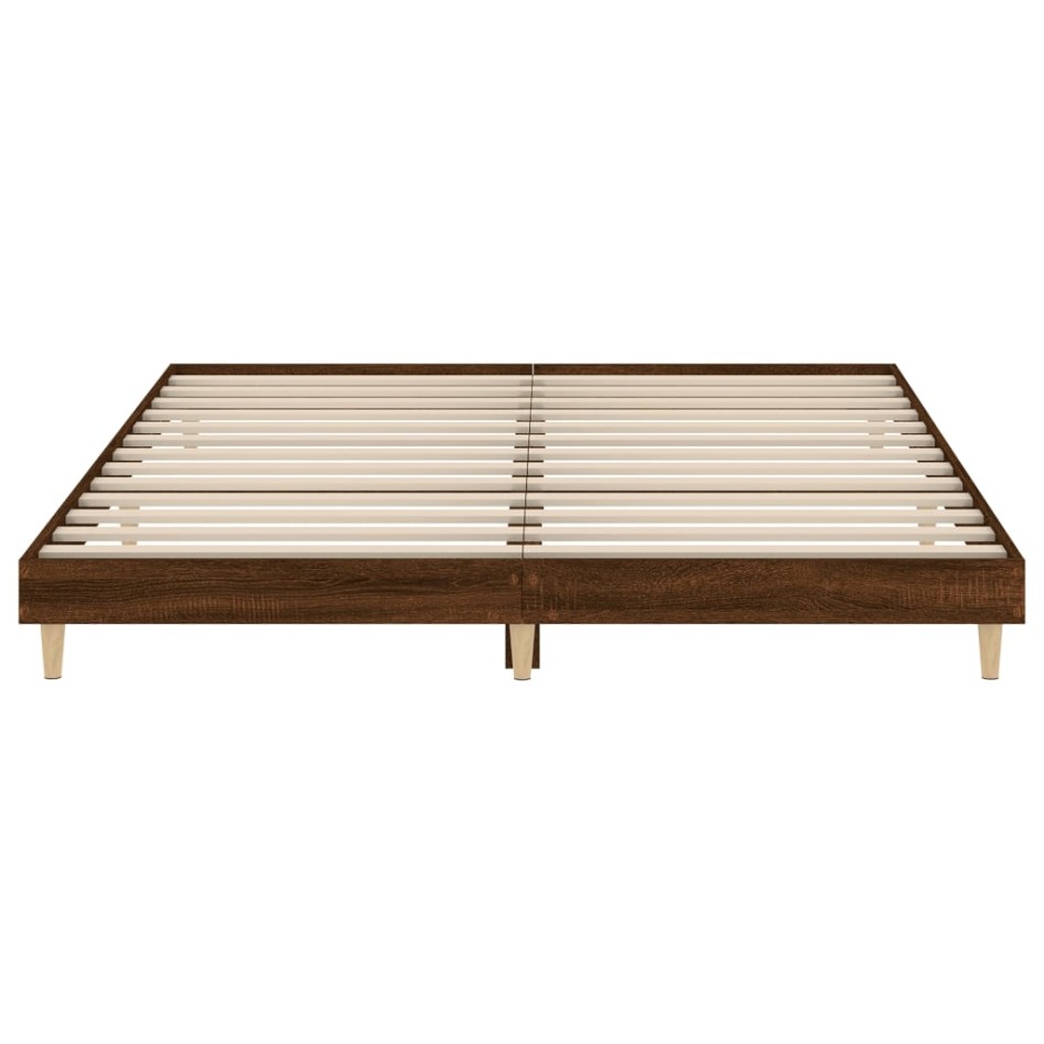 Estructura de cama madera contrachapada marrón roble 160x200