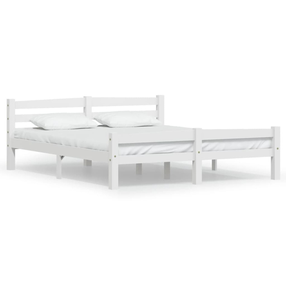 Estructura de cama de madera maciza de pino blanca 160x200