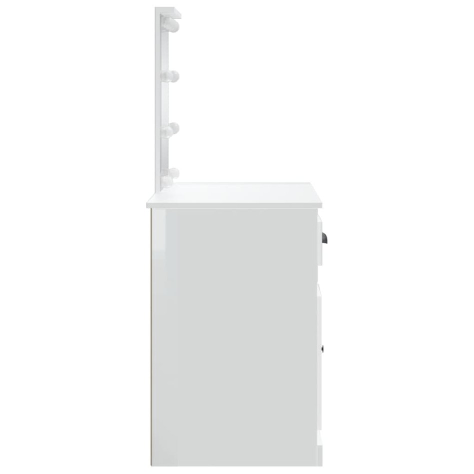 Tocador con luces LED blanco brillante 90x42x132,5