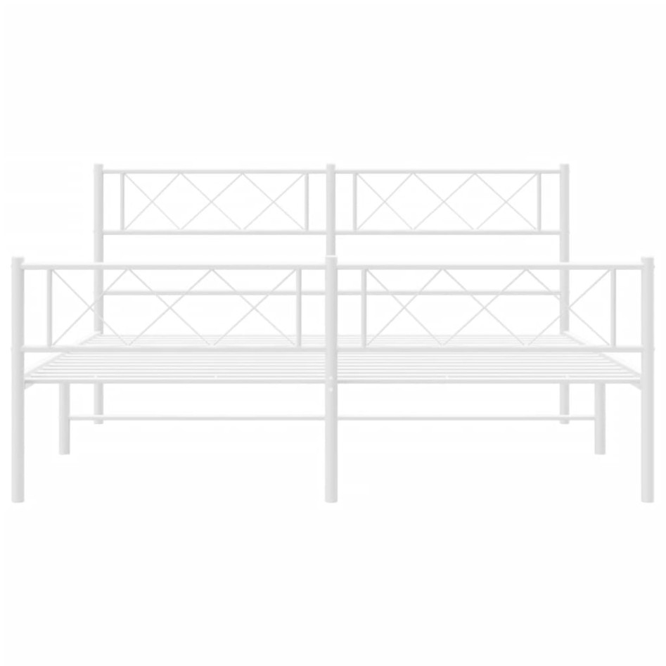 Estructura cama metal con cabecero y estribo blanco 135x190