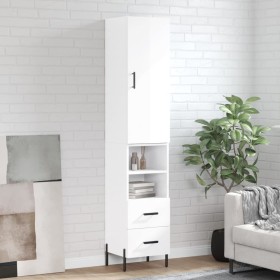 Aparador alto madera contrachapada blanco brillo 34,5x34x180