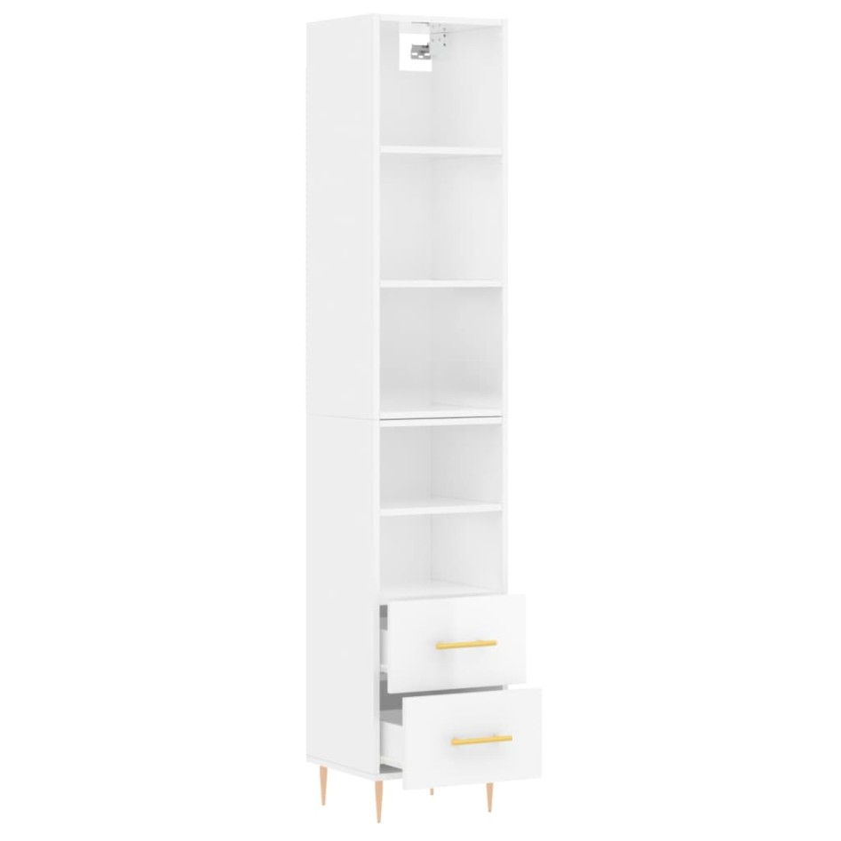 Aparador alto madera contrachapada blanco brillo 34,5x34x180