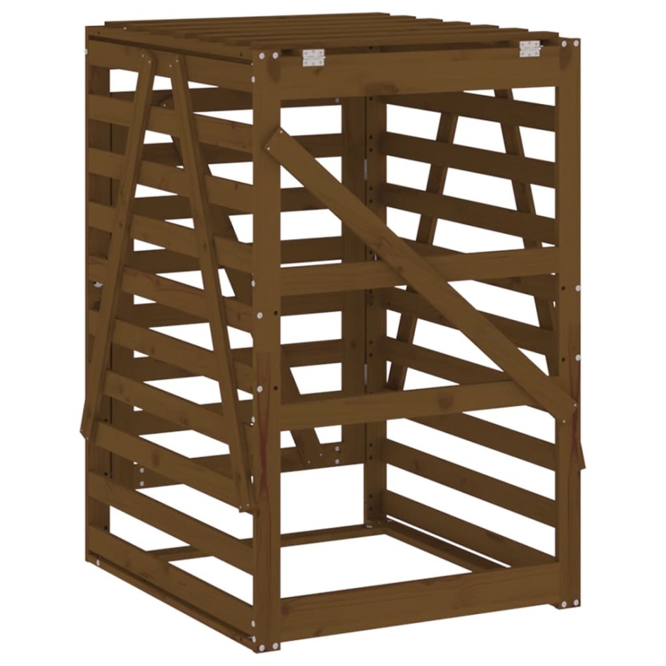 Cobertizo cubos de basura madera pino marrón miel