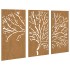 Adorno pared jardín 3 pzas acero corten diseño árbol 105x55