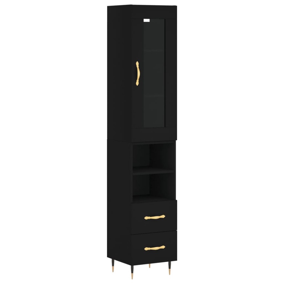 Aparador de madera contrachapada negro 34,5x34x180