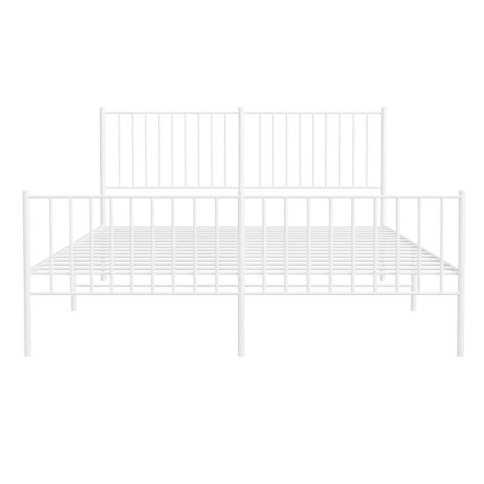 Estructura cama metal con cabecero y estribo blanco 150x200