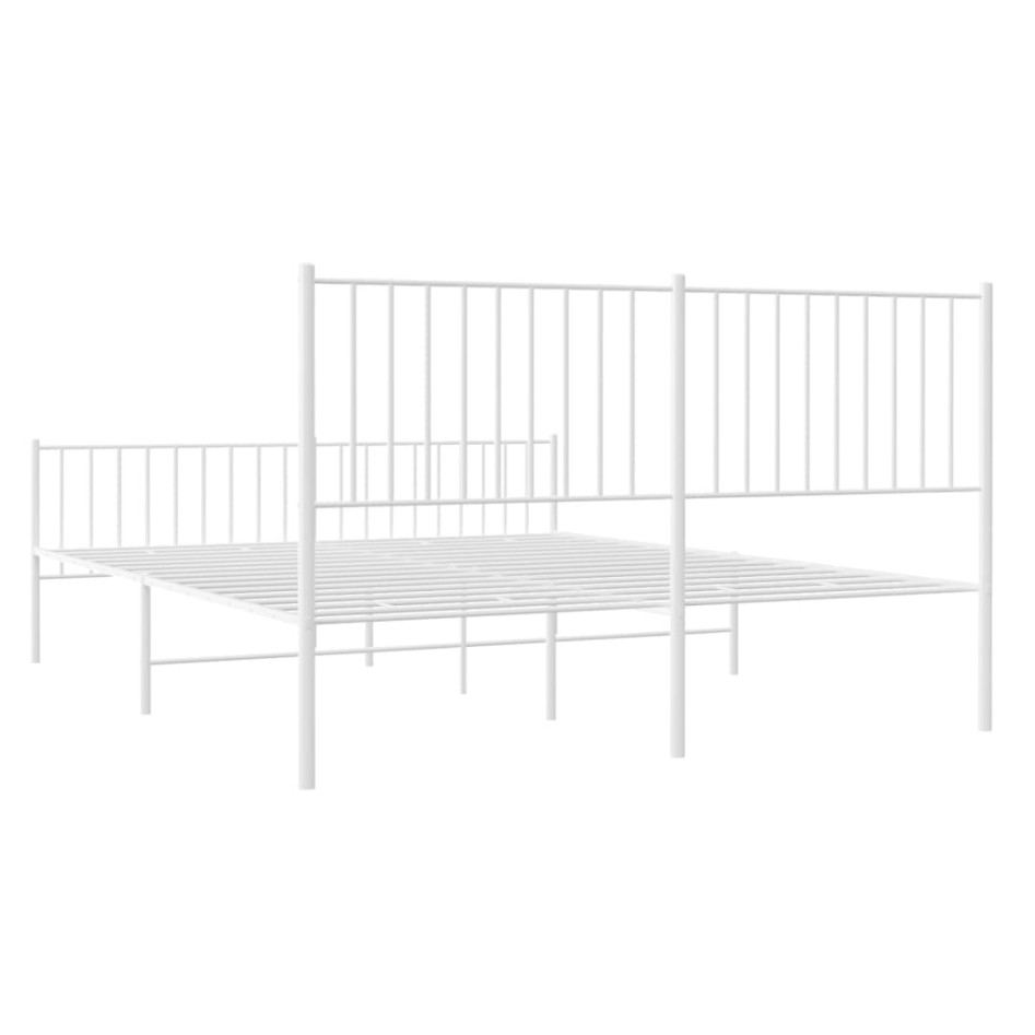 Estructura cama metal con cabecero y estribo blanco 150x200