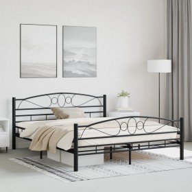 Estructura de cama de acero negro 160x200