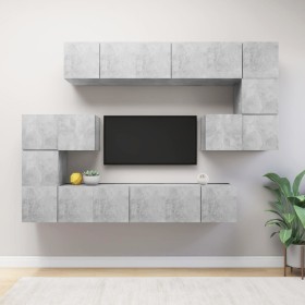 Set de muebles de salón 10 pzas madera ingeniería gris