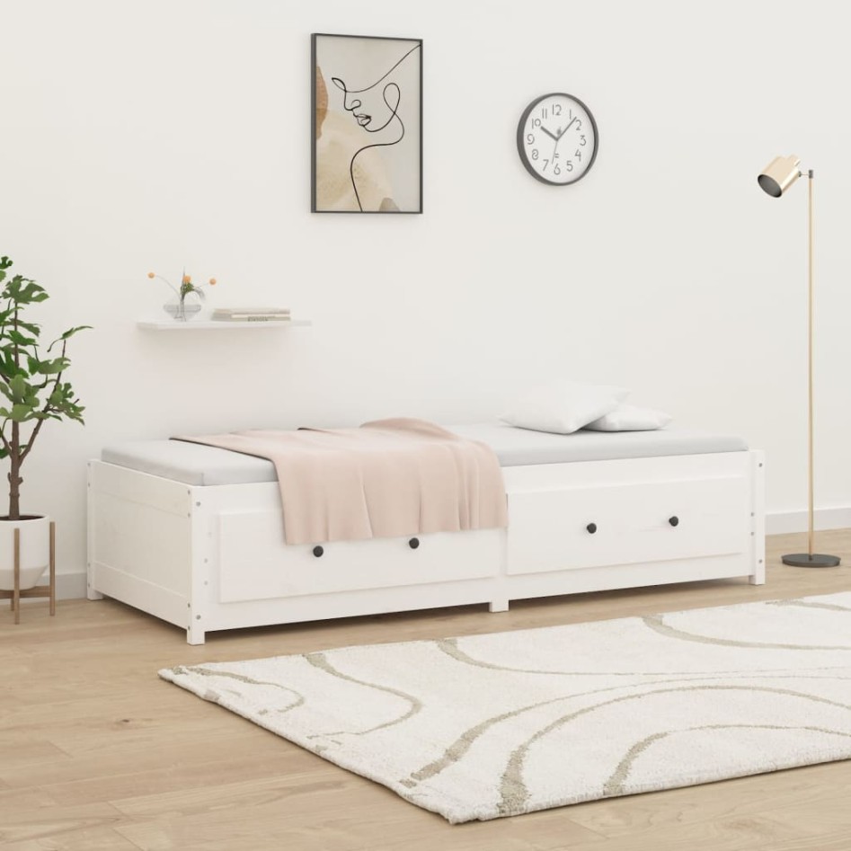Sofá cama madera maciza de pino blanco 90x200