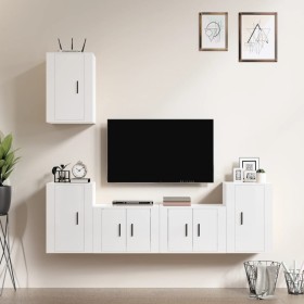 Set de muebles de TV 5 pzas madera contrachapada blanco