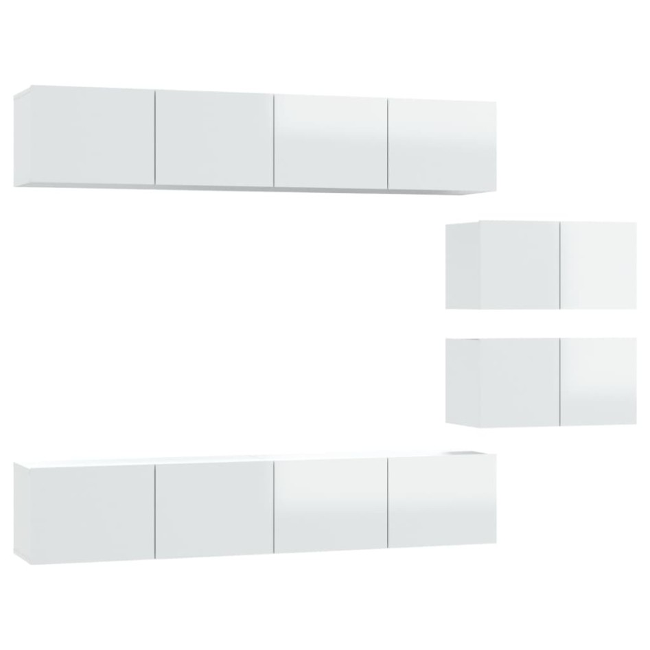 Set de muebles de TV 6 pzas madera contrachapada blanco