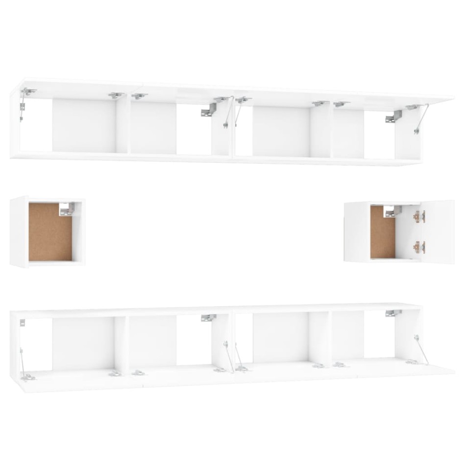 Set de muebles de TV 6 pzas madera contrachapada blanco