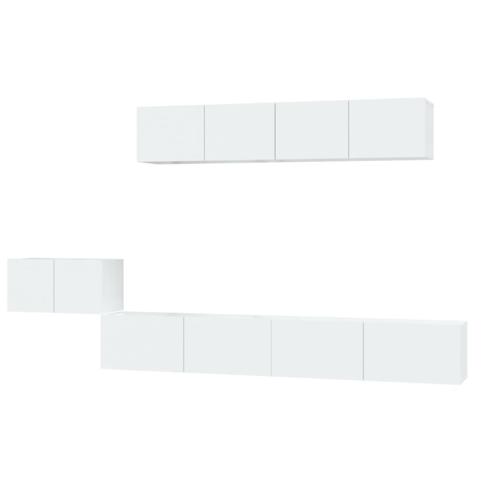 Set de muebles de TV 5 pzas madera contrachapada blanco