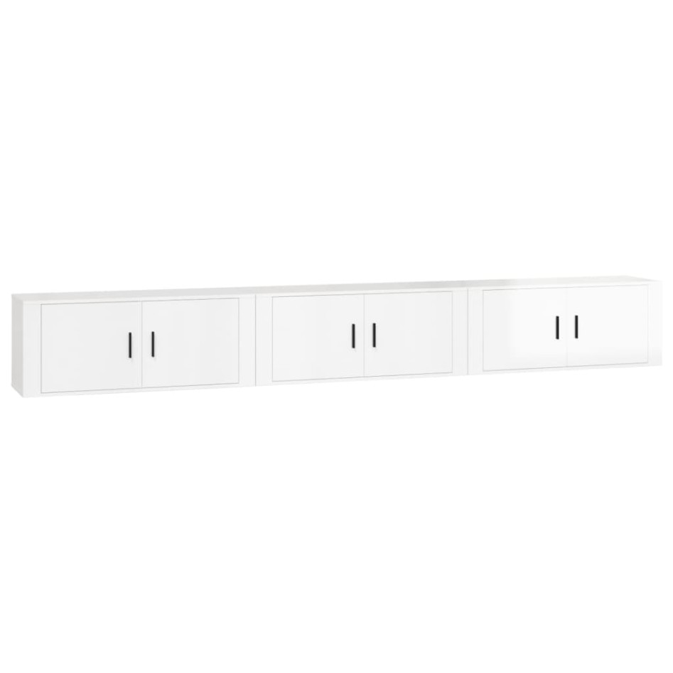 Muebles para TV de pared 3 uds blanco brillante 100x34,5x40