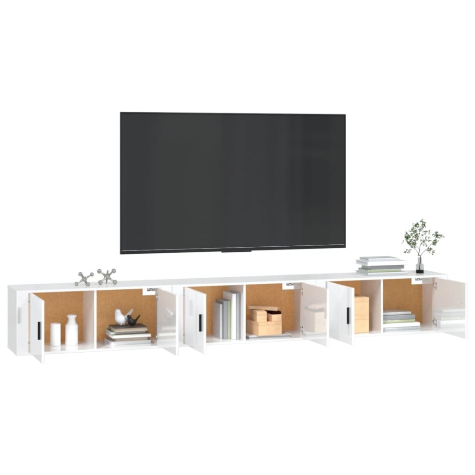 Muebles para TV de pared 3 uds blanco brillante 100x34,5x40