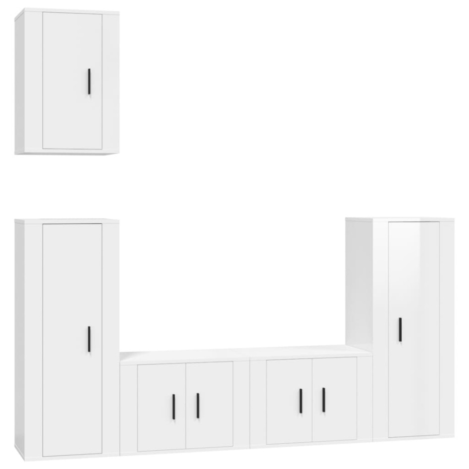 Set de muebles de TV 5 pzas madera contrachapada blanco
