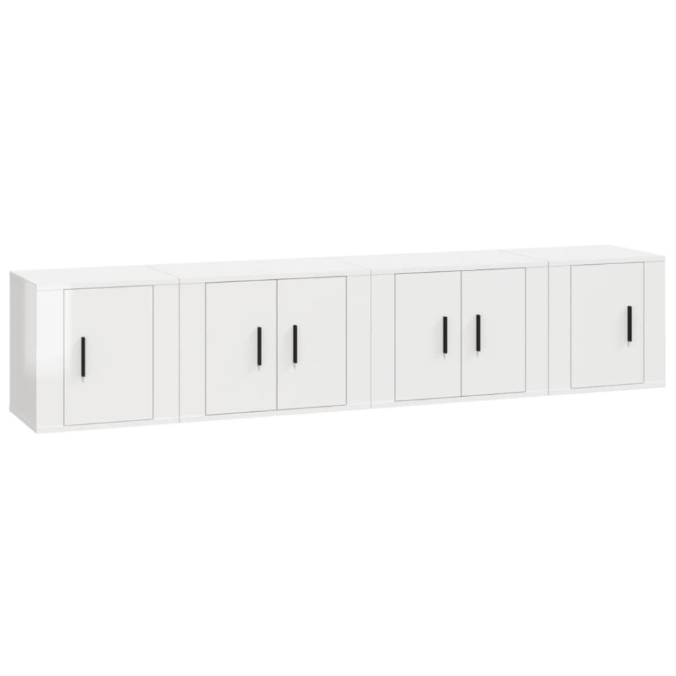 Set de muebles de TV 4 pzas madera contrachapada blanco
