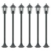 Farolas de jardín aluminio verde oscuro E27 110 cm 6 unidades