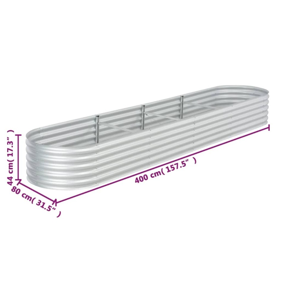 Arriate de acero galvanizado plateado 400x80x44