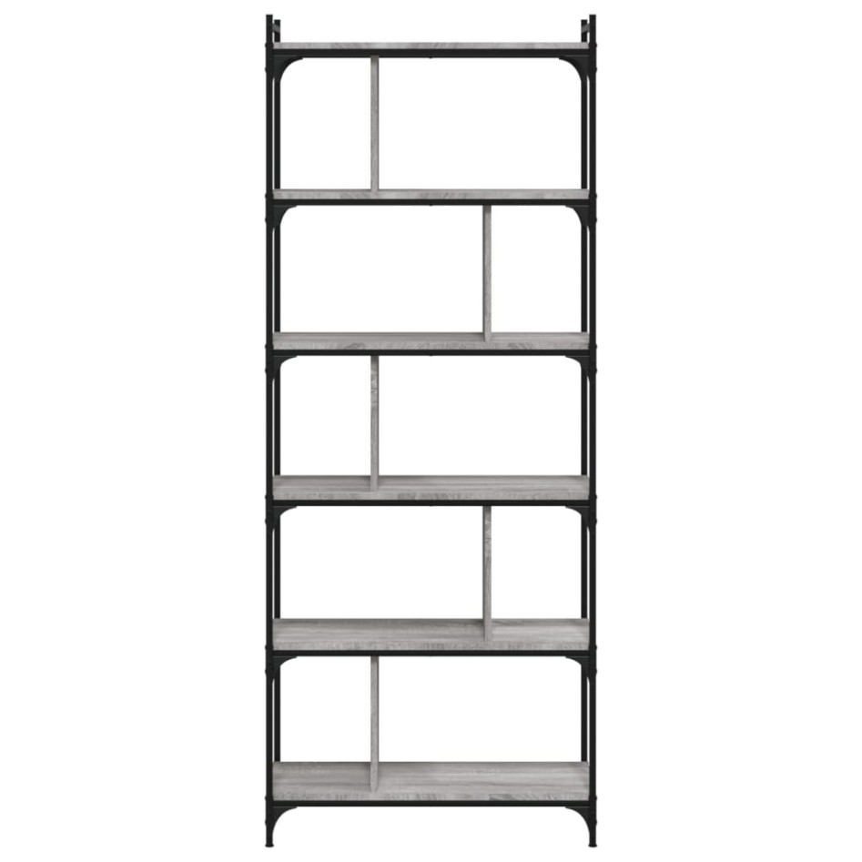 Librería 6 estantes madera ingeniería gris Sonoma 76x32x192
