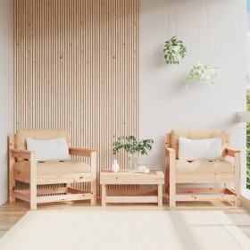 Sillones de jardín con cojines 2 uds madera maciza de