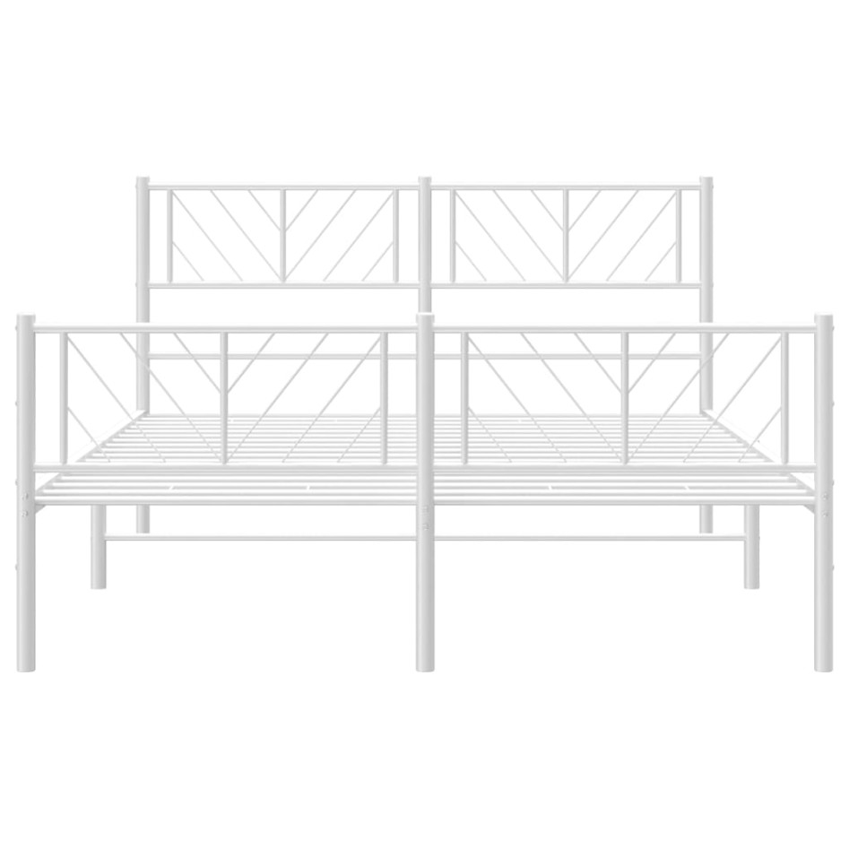 Estructura cama metal cabecero y estribo blanco 140x190