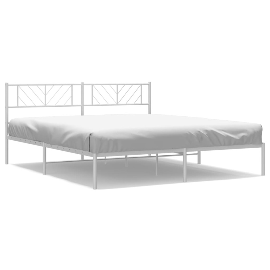 Estructura de cama de metal con cabecero blanco 183x213