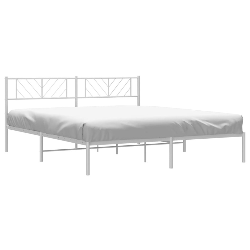 Estructura de cama de metal con cabecero blanco 183x213