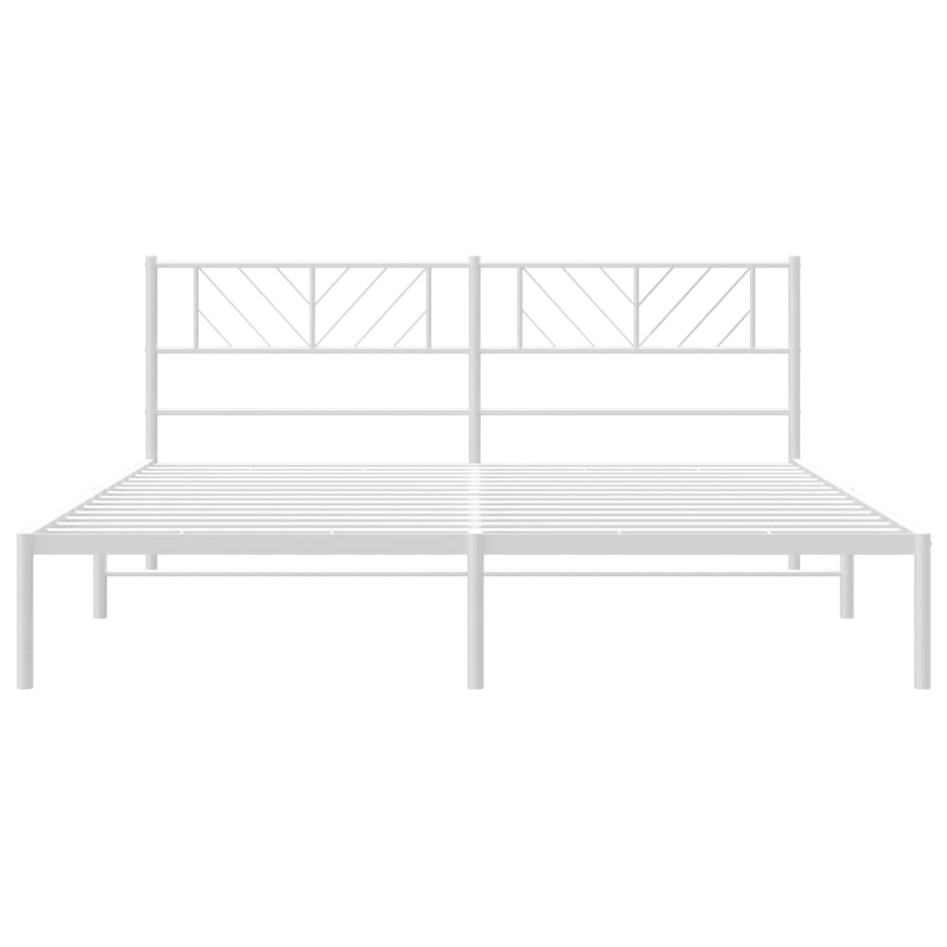 Estructura de cama de metal con cabecero blanco 183x213