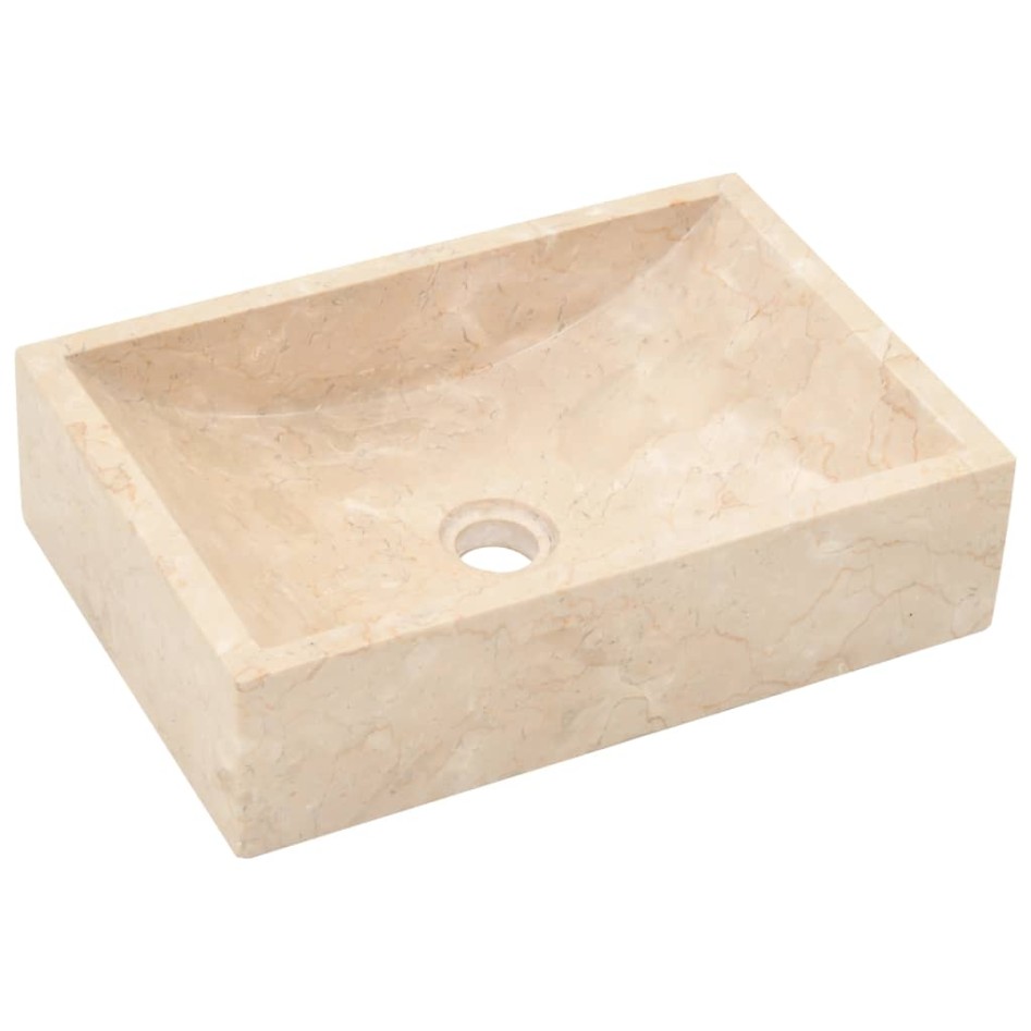Lavabo de mármol crema con brillo 45x30x12