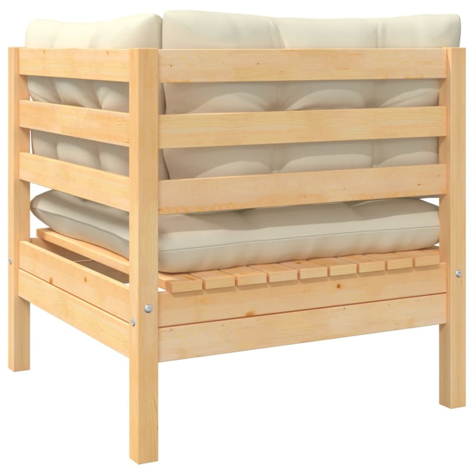 Sofá de jardín de 2 plazas madera maciza pino con cojines