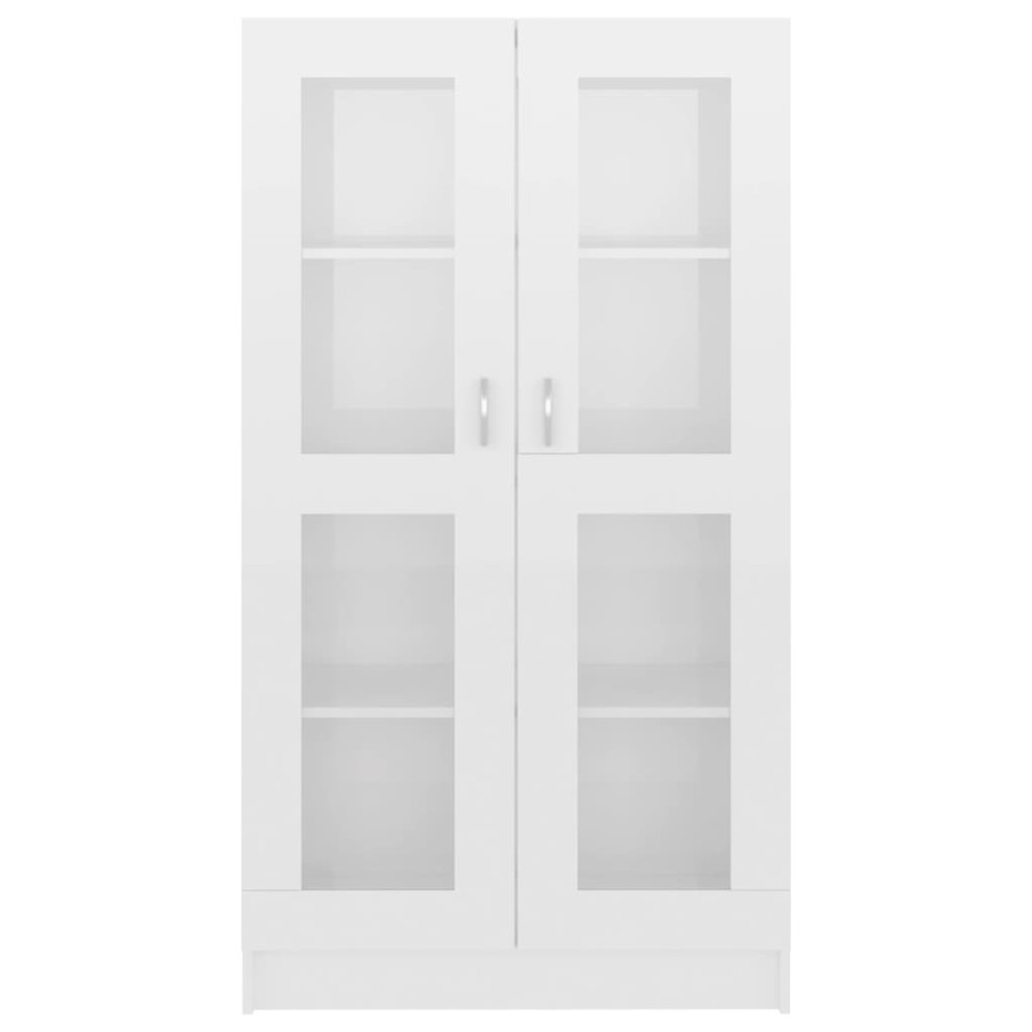 Vitrina de madera ingeniería blanco brillo 82,5x30,5x150