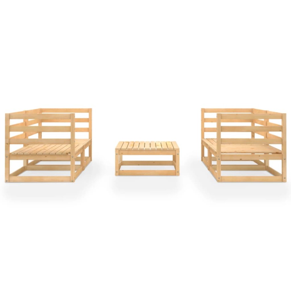 Juego de muebles de jardín 5 piezas madera maciza de