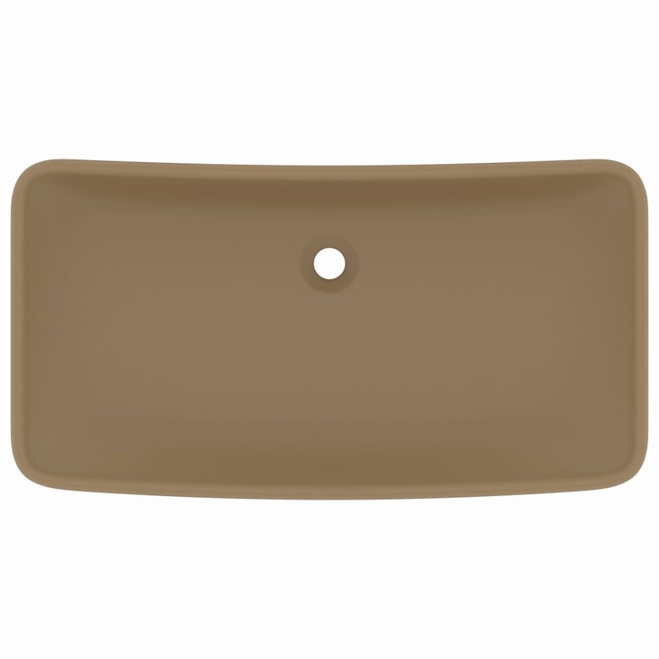 Lavabo rectangular de lujo de cerámica crema mate 71x38