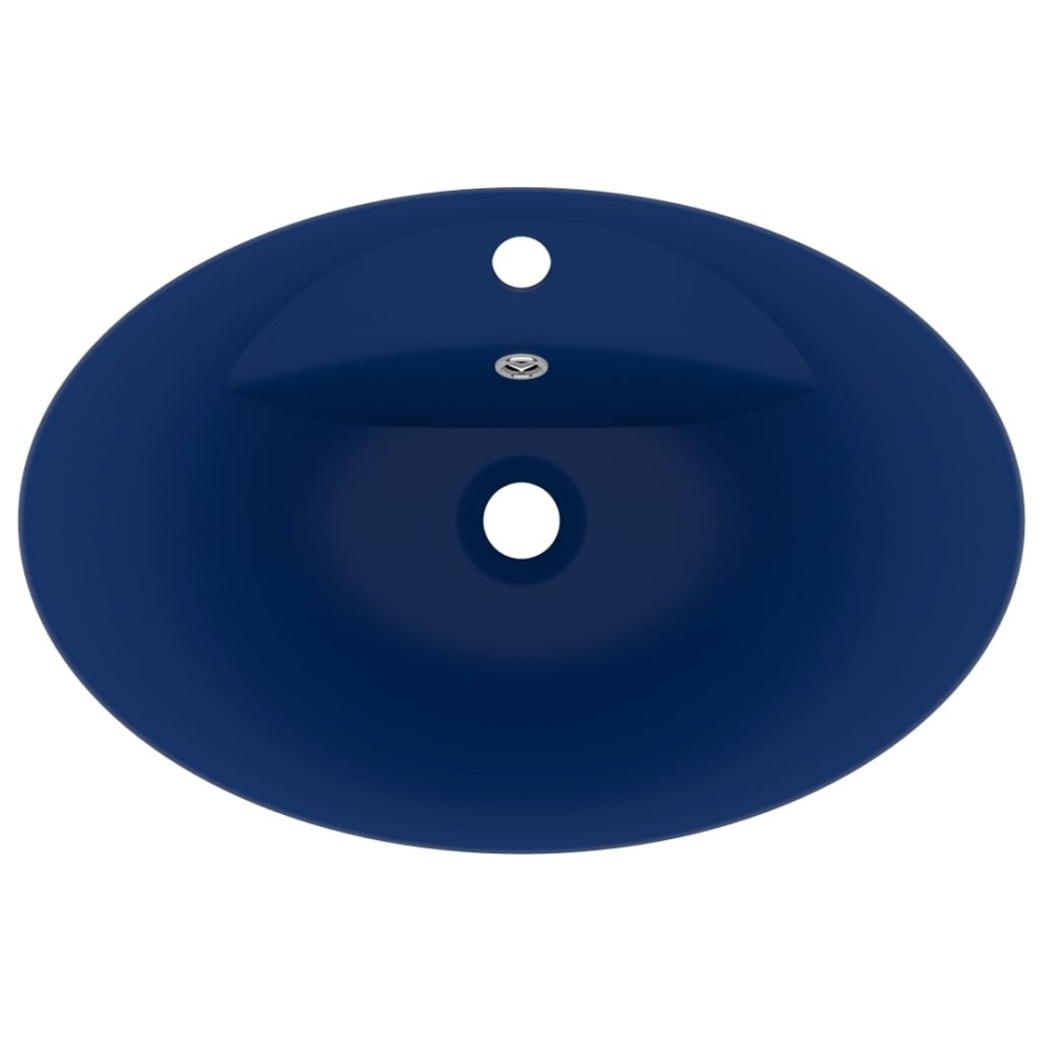 Lavabo lujoso con rebosadero cerámica azul oscuro