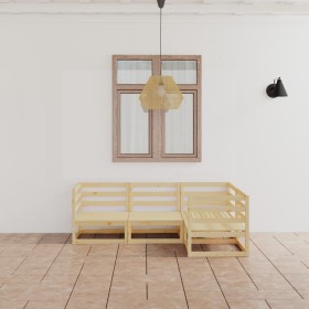 Juego de muebles de jardín 4 piezas madera maciza de