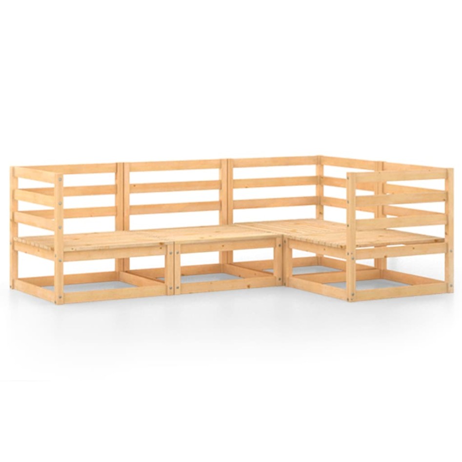 Juego de muebles de jardín 4 piezas madera maciza de