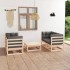 Juego de muebles de jardín 5 pzas y cojines madera pino