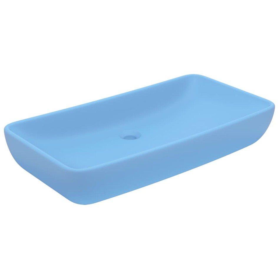 Lavabo de lujo de cerámica rectangular azul claro mate 71x38