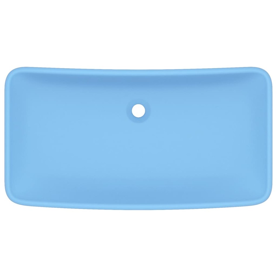Lavabo de lujo de cerámica rectangular azul claro mate 71x38