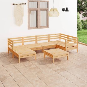 Juego de muebles de jardín 7 piezas madera maciza de
