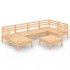 Juego de muebles de jardín 7 piezas madera maciza de